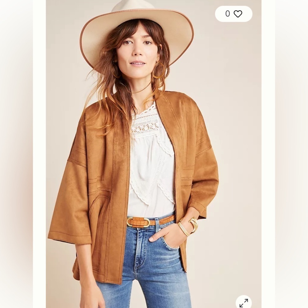 Anthropologie Scarlett Sueded Kimono Jacket NWT Bronze Brown - Picture 7 of 11